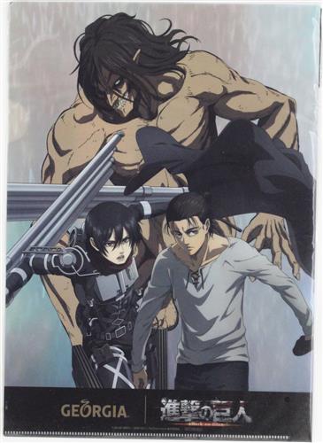 進撃の巨人×ジョージア A4クリアファイル 第2弾 ミカサ・アッカーマン&エレン・イェーガー&進撃の巨人