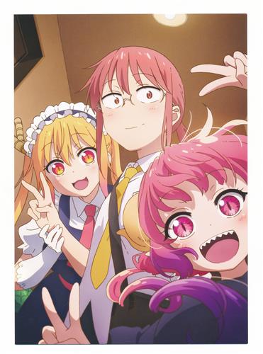 映画 小林さんちのメイドラゴン さみしがりやの竜 メッセージ付きフォト風イラストカード 小林さん&トール&イルル 【来場者特典/入場者特典】