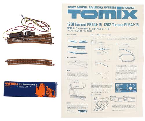 TOMIX 1201 電動ポイントPR541-15・PL541-15 カーブレールC541-15・1本付