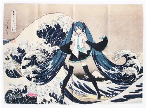 初音ミク×葛飾北斎 B2布ポスター 神奈川沖浪裏 初音ミク