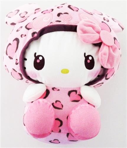 パンダ ハローキティ レディなヒョウ柄BIGぬいぐるみ ハローキティ A
