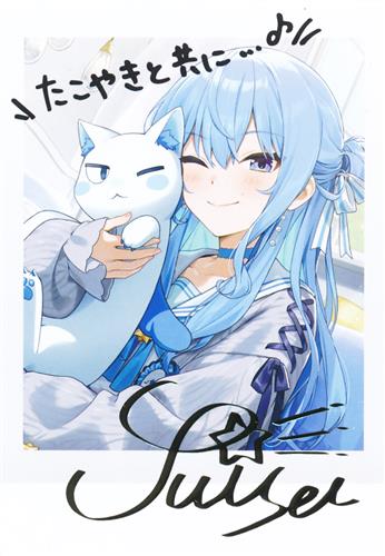 ホロライブ すいちゃん「たこやき」お迎えグッズ 箔押し複製サイン&複製メッセージ入りチェキ風ブロマイドカード 星街すいせい