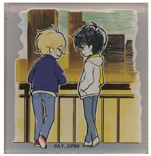 BANANA FISH Cafe and Bar -galleries- in IKEBUKURO BOX cafe&space メモリーアクリルバッジ 奥村英二&アッシュ・リンクス(ベランダ)