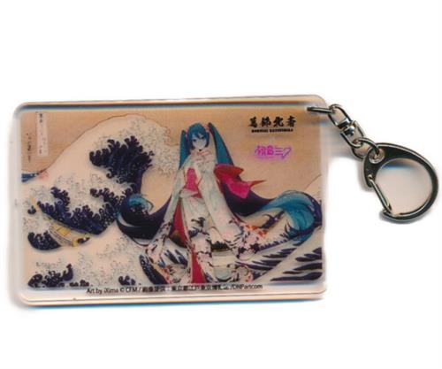 初音ミク×葛飾北斎 クリアアクリルキーホルダー 初音ミク(等身/着物/神奈川沖浪裏)