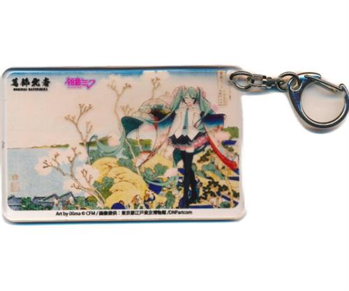 初音ミク×葛飾北斎 クリアアクリルキーホルダー 初音ミク(東海道品川御殿山ノ不二)