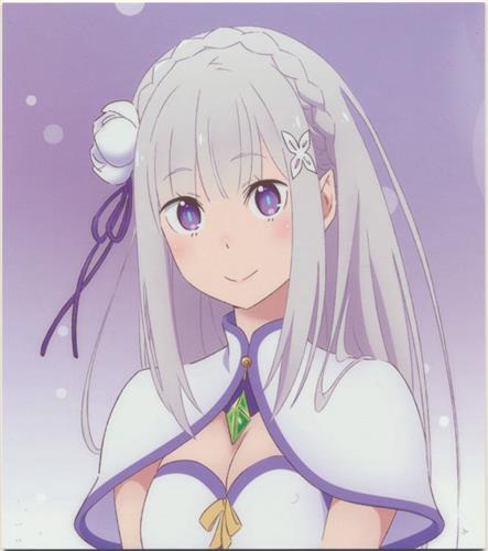 Re:ゼロから始める異世界生活 Memory Snow キャスト複製サイン入りミニ色紙パネル エミリア 【来場者特典/入場者特典】