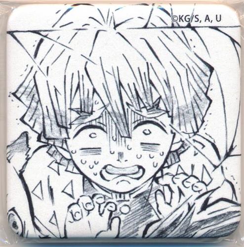 鬼滅の刃×ufotable DINING 鬼滅の刃シリーズ全編再放送 Dialogue Collection DINING～台詞を集めるダイニング～ 第四期～ お楽しみくじ景品 台本表紙イラストスクエア缶バッジ 我妻善逸(顔アップ)