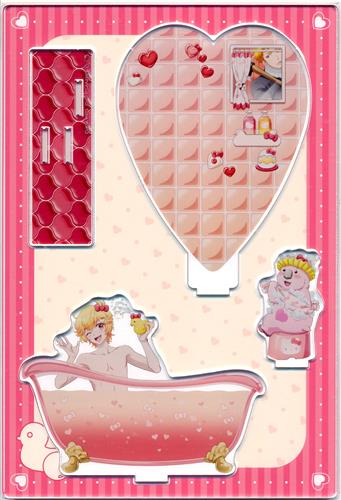 美男高校地球防衛部LOVE!LOVE!LOVE!×サンリオキャラクターズ バスタイムコレクション A-1賞 アクリルスタンド 箱根有基(バトラヴァ・スカーレット)×ハローキティ