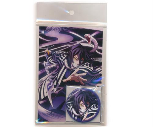 鬼滅の刃 全集中展 -刀鍛冶の里編・柱稽古編- 缶バッジ&ポストカードセット 伊黒小芭内