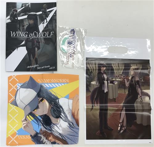 C104新刊セット[WING of WOLF+ポリ袋+アクリルスタンド+ハンカチ]  【アークナイツ】[掛里けみ][けもみみ角砂糖]