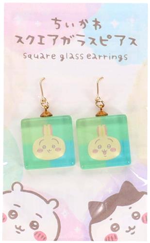 ちいかわ 東京みやげ スクエアガラスピアス うさぎ