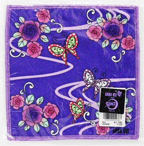 鬼滅の刃×ANNA SUI マイクロファイバーハンカチ 胡蝶姉妹 パープル