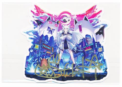 バーチャルYouTuber ホロライブ 白上フブキ 活動三周年記念 白上フブキ ケースワベ先生描き下ろし マスコット大戦争 白上フブキ直筆サイン入りダイカットポストカード 数量限定版購入特典 [単品]