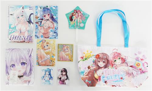 夏コミ新刊 セット(welcome to HOLOBEACH!+SKETCH NOTE 26+みけのあしあと+おかころ抱き枕カバー(桜餅)+ポストカード2種+PPうちわ+BIGトートバッグ+ホログラムアクリル色紙) 【ホロライブ】[みけおう][PINK CHUCHU]