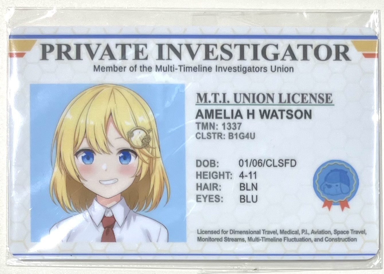 【未開封】ホロライブ 誕生日記念2022 公式私立探偵免許証(レプリカ) ワトソン・アメリア