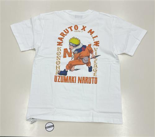 【未開封】NARUTO-ナルト- Tシャツ crew neck tee (arch logo) NARUTO white (L) うずまきナルト