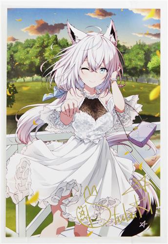 ホロライブ 誕生日記念 箔押し複製サイン入りポストカード 白上フブキ