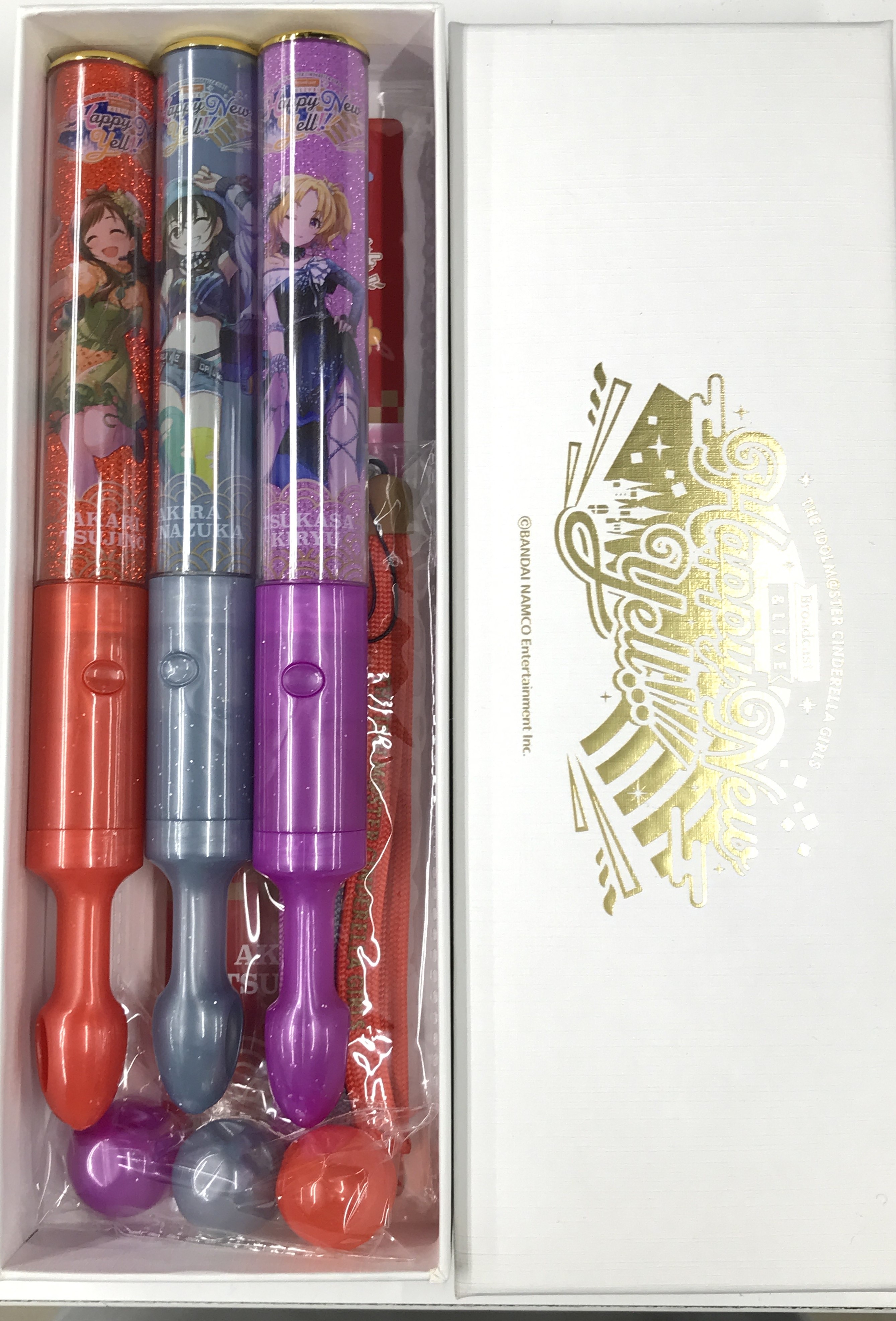 THE IDOLM＠STER CINDERELLA GIRLS Broadcast & LIVE Happy New Yell !!! コンサートライト3本セット 辻野あかり&砂塚あきら&桐生つかさ 【アソビストア特装版 BD内容物】