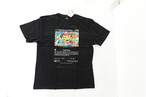 ポケットモンスター ポケモンカードゲーム×はじめしゃちょー×graniph Tシャツ いたずら好きのピチュー(P-Lab.) (ブラック/XLサイズ)