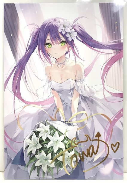 ホロライブ 活動一周年記念 rurudo先生描き下ろし箔押し複製サイン入りイラストポストカード 常闇トワ