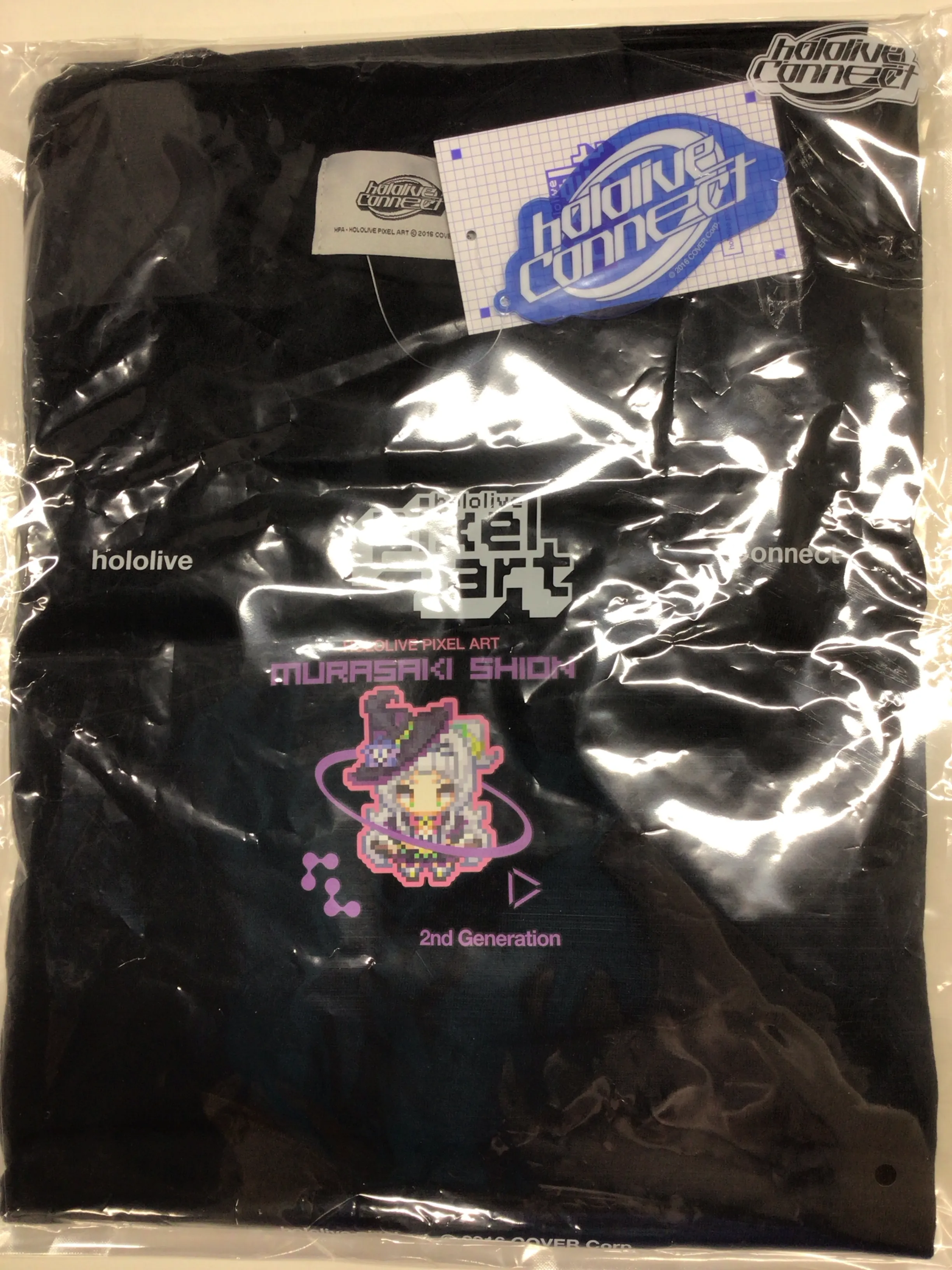 ホロライブ hololive Connect hololive pixel art Black ver. Tシャツ 紫咲シオン (Lサイズ)