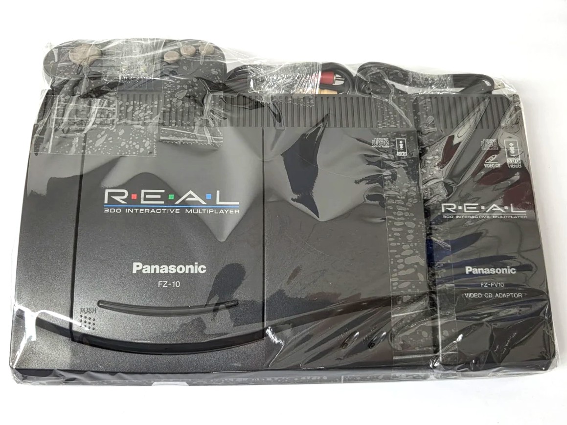 3DO REAL II FZ-10(ビデオCDアダプタあり・本体一式・箱なし) 本体起動確認済み・ディスク読込不可【KL】