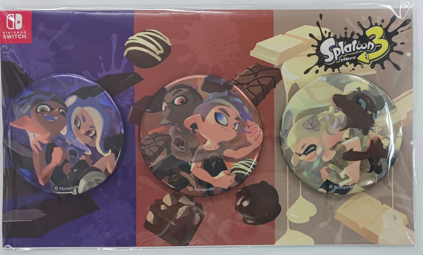 【未開封】スプラトゥーン3 チョコレートフェス 缶バッジ 3種セット